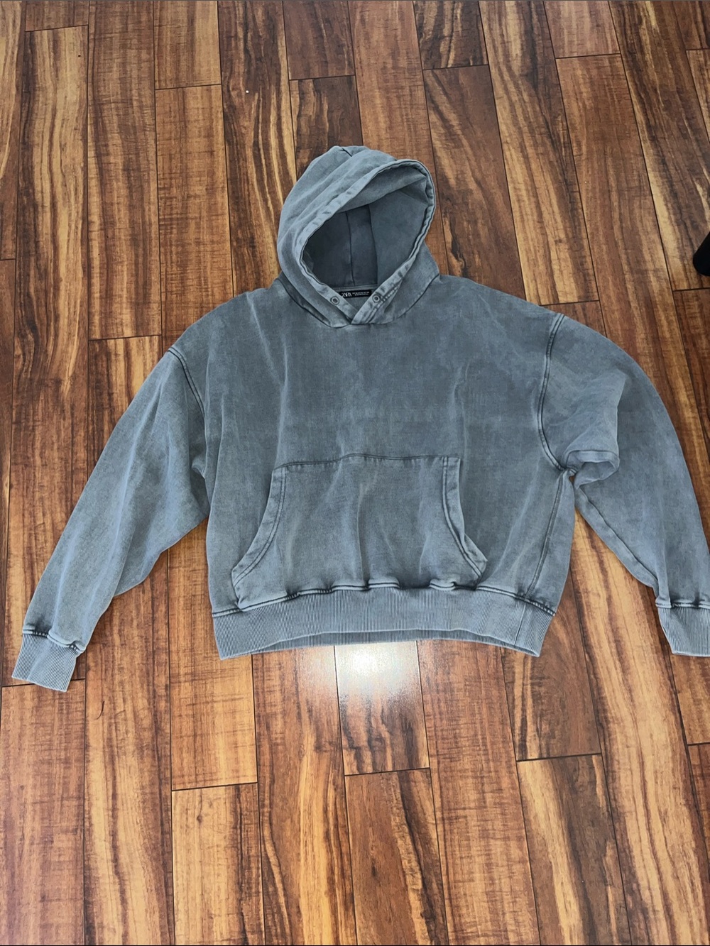 Zara Washed Slate Gray Hooded Pullover